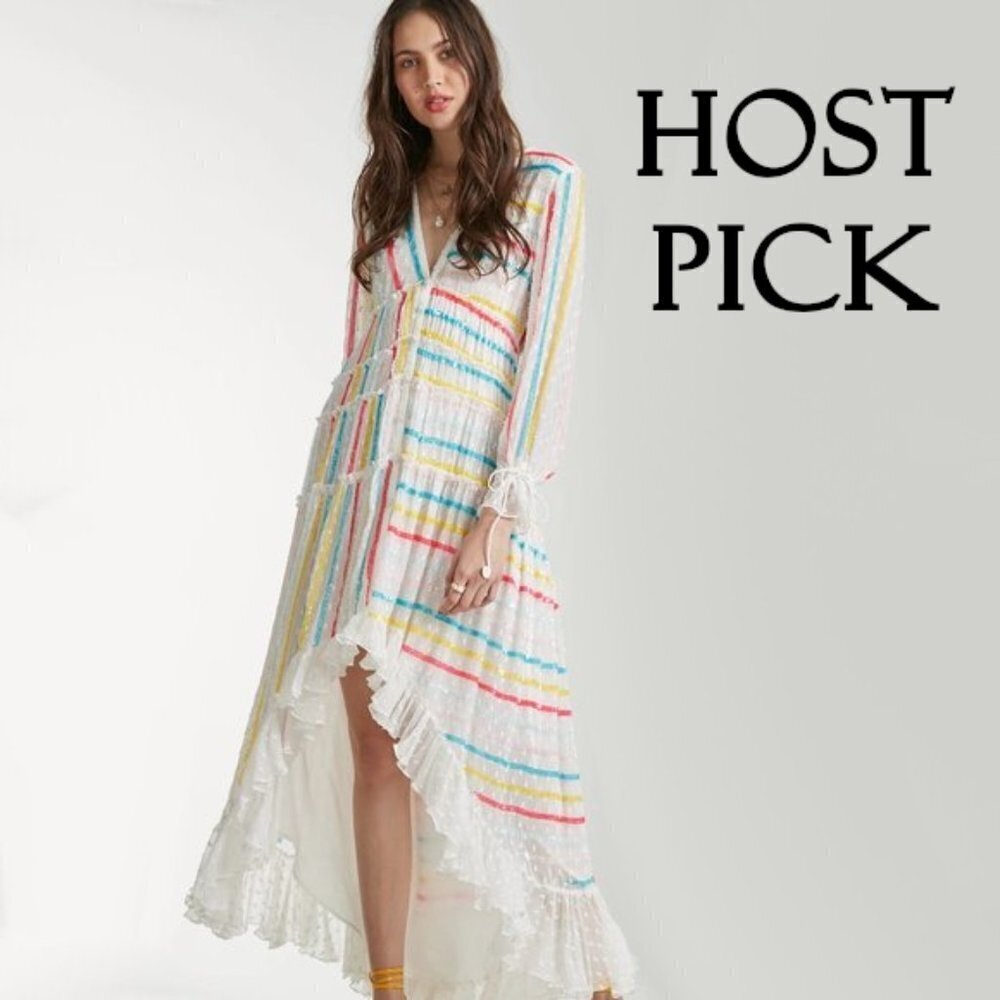 NWT Rococo Sand white sequin polka dot maxi dress, S